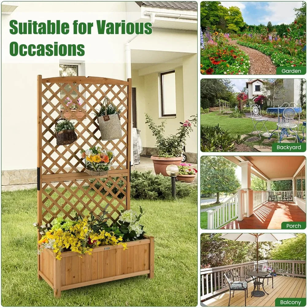 2PCS Raised Garden Bed with Trellis