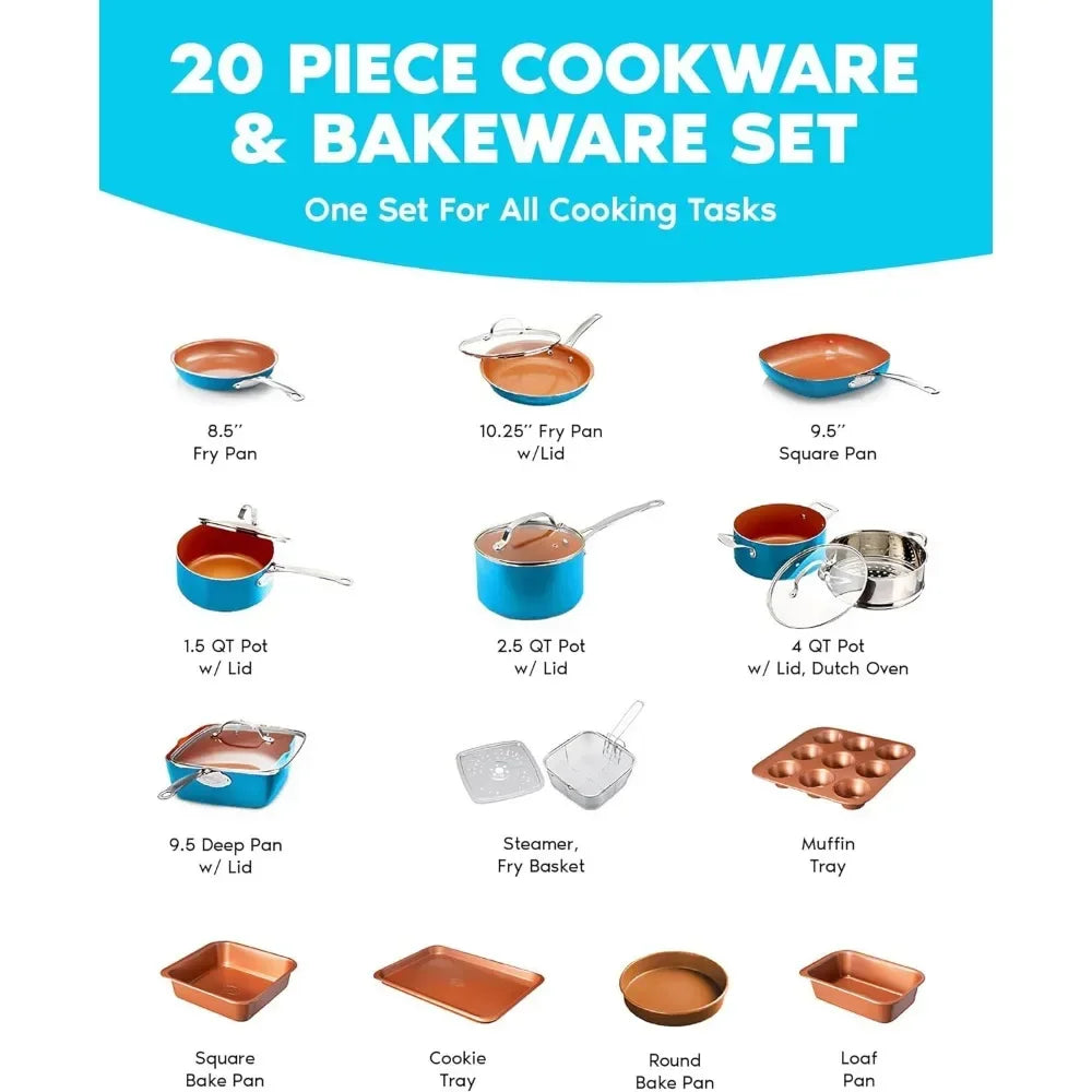 , 20 Piece Non Stick Pot Set