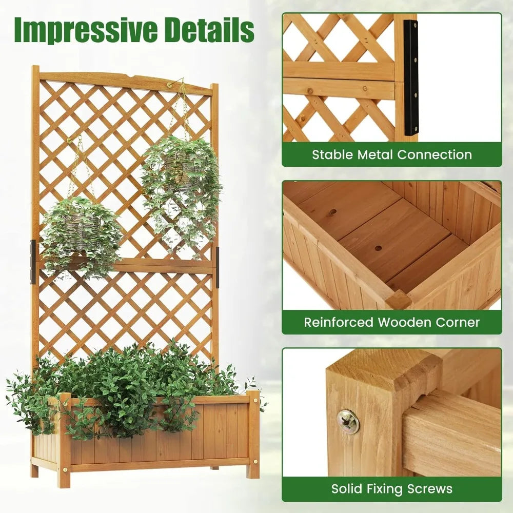 2PCS Raised Garden Bed with Trellis