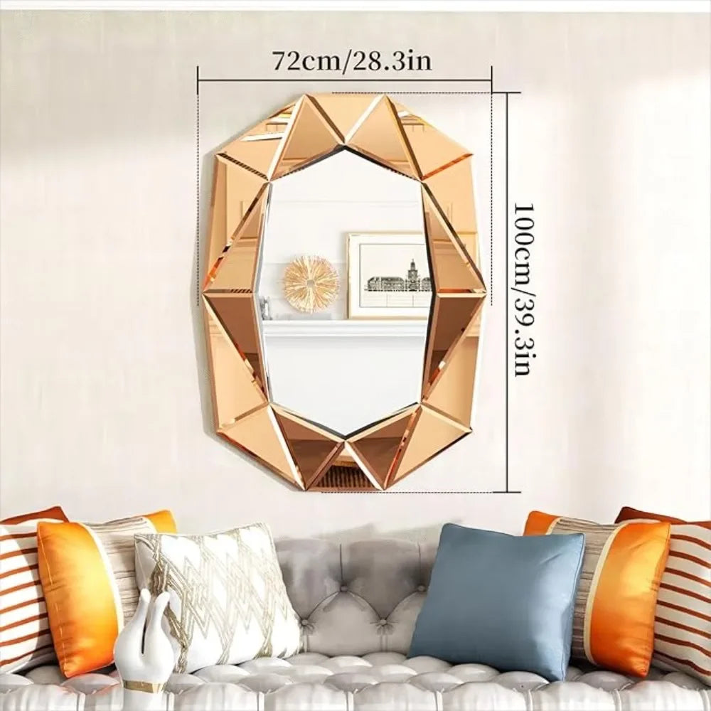 Oval Diamond Shaped Large Wall Mirror