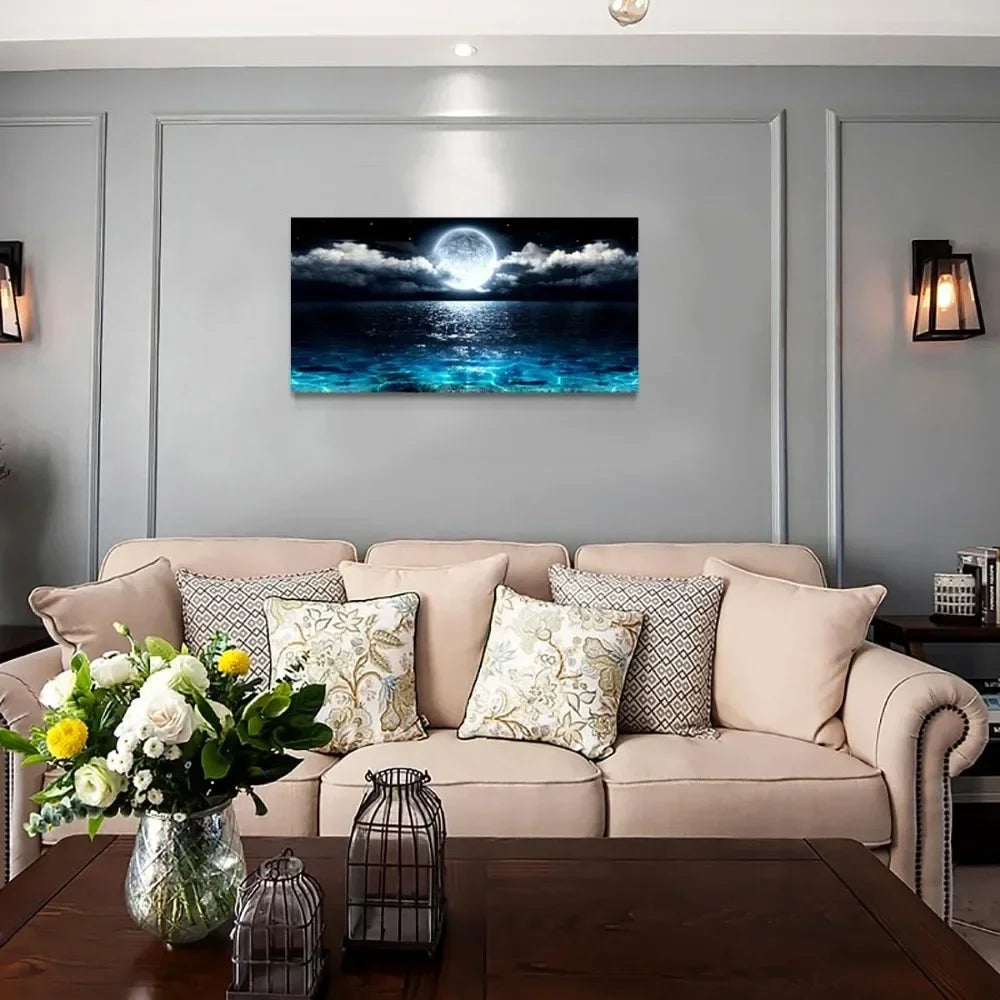 Wall Art Moon Sea Ocean Landscape Picture