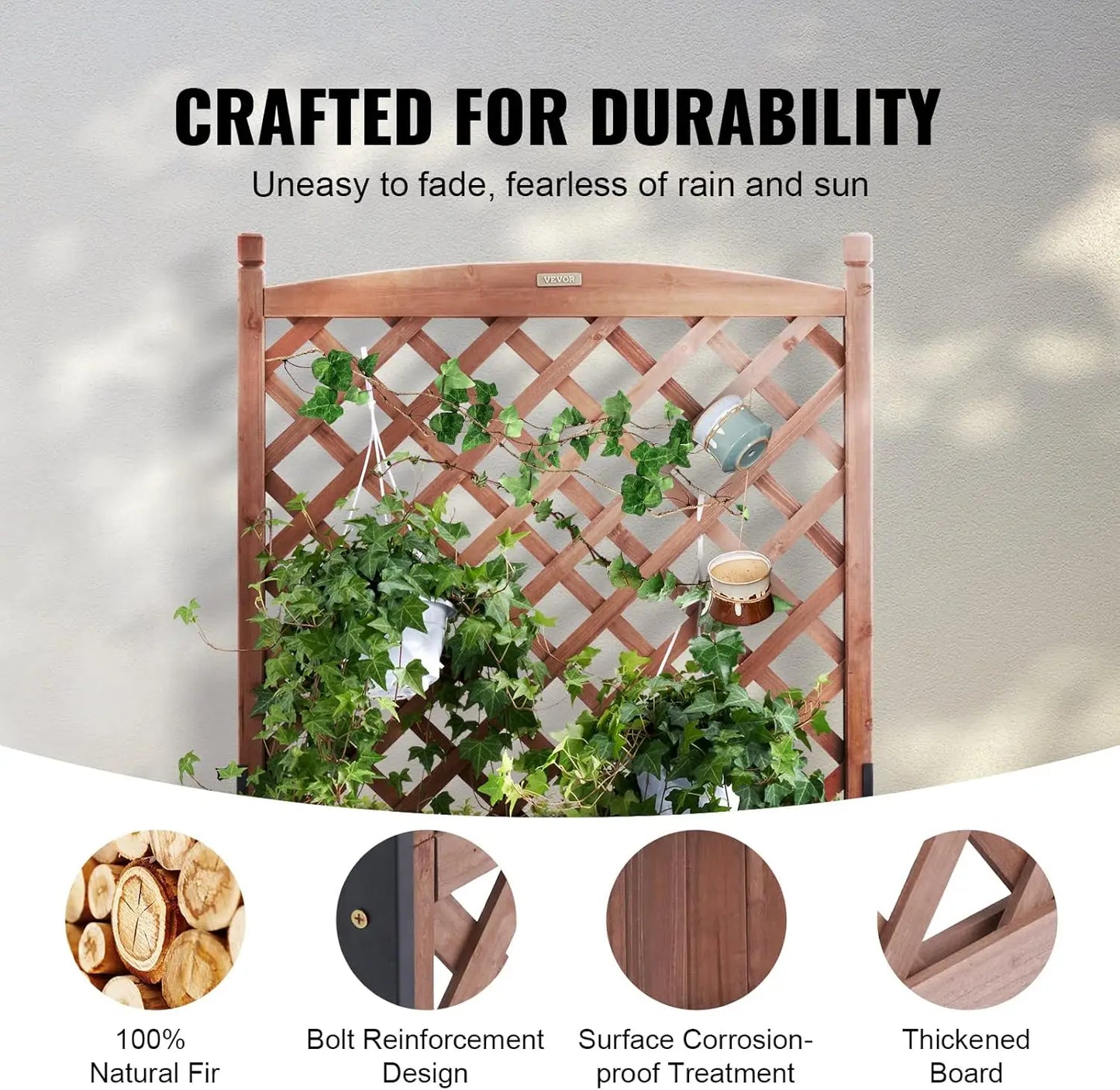 2PCS Wood Planter with Trellis