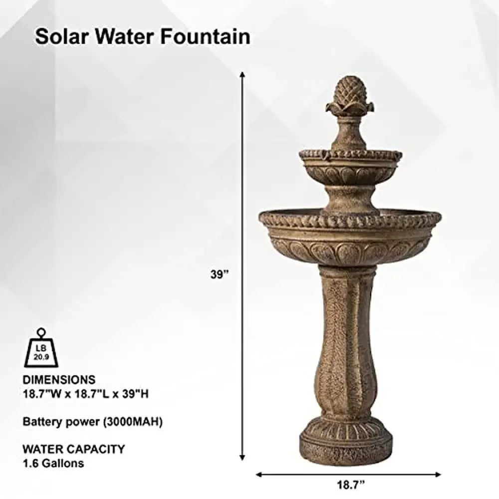 Solar 2 Tier Outdoor Water Fountain