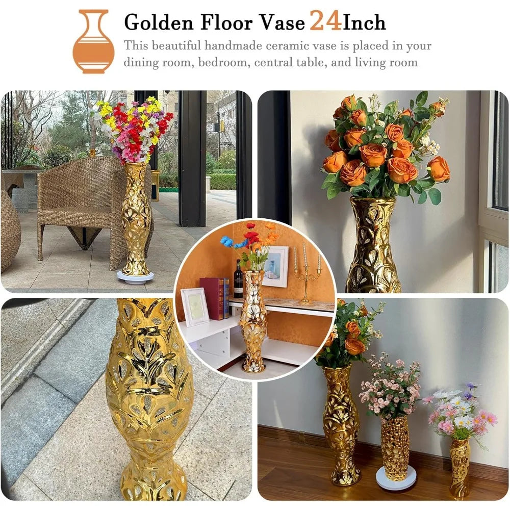 Gold Home Decoration Ceramic Floor Vase