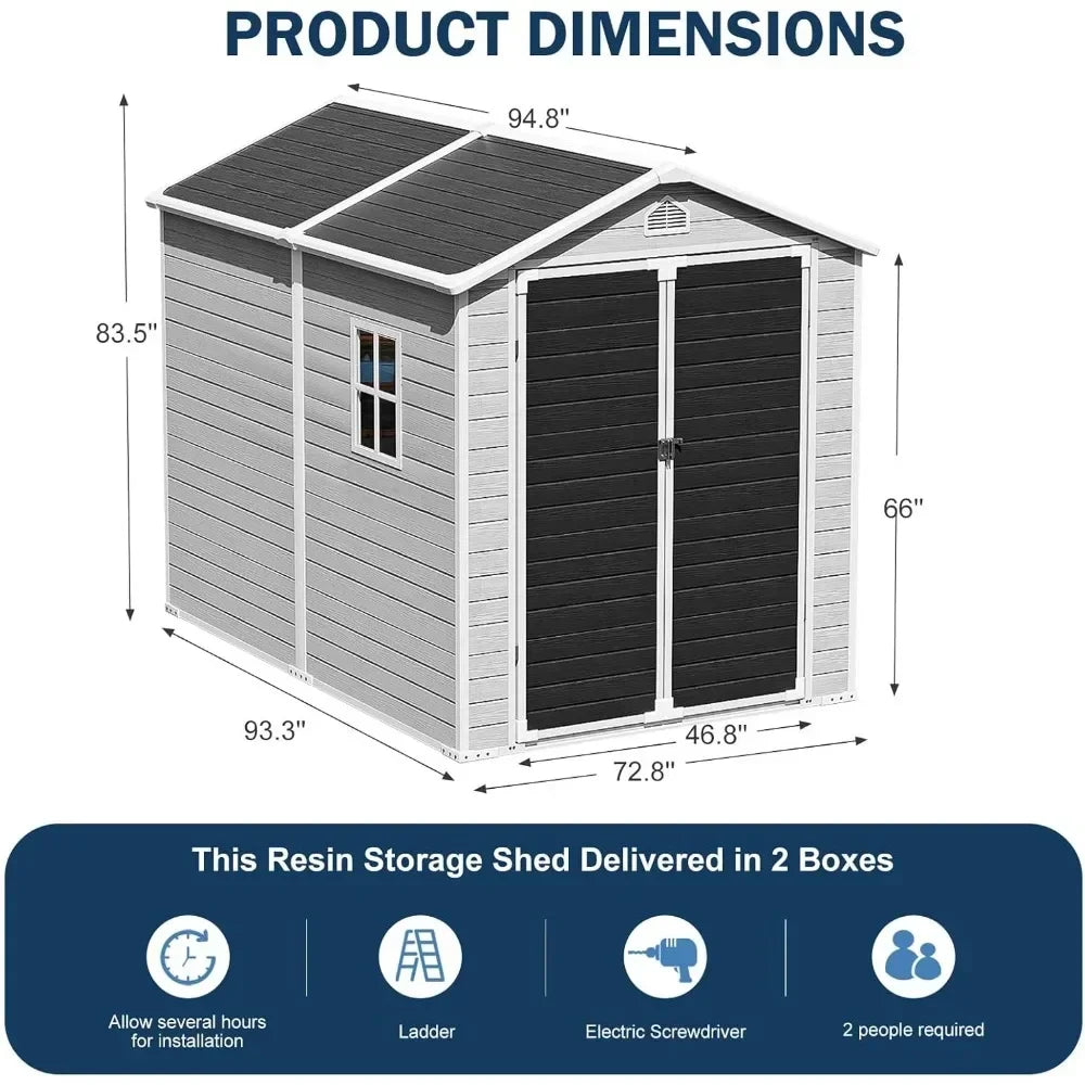 Waterproof Shed, Floor, Lockable Door, Window ,Vents