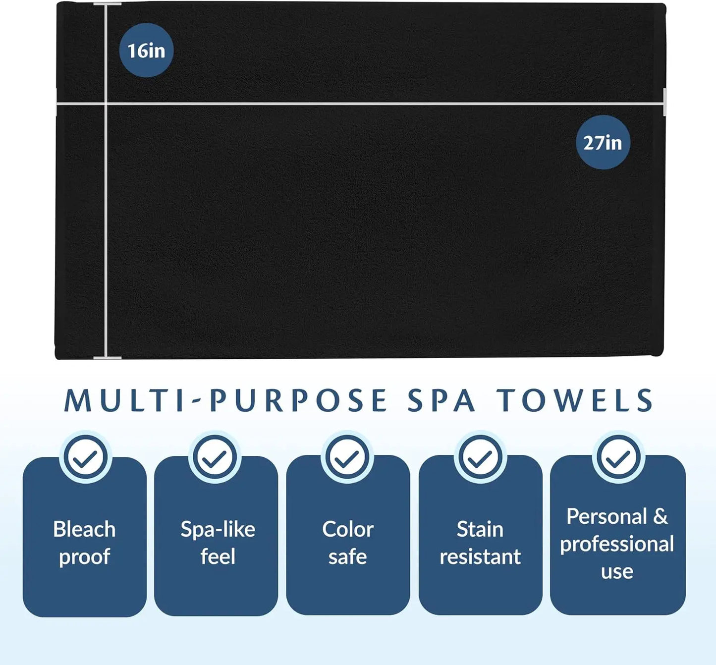 Black Bleach Proof Towels Set 96 Pack