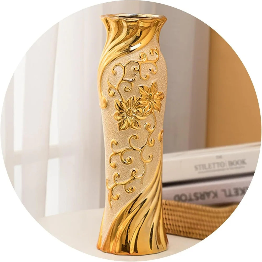 Gold Home Decoration Ceramic Floor Vase