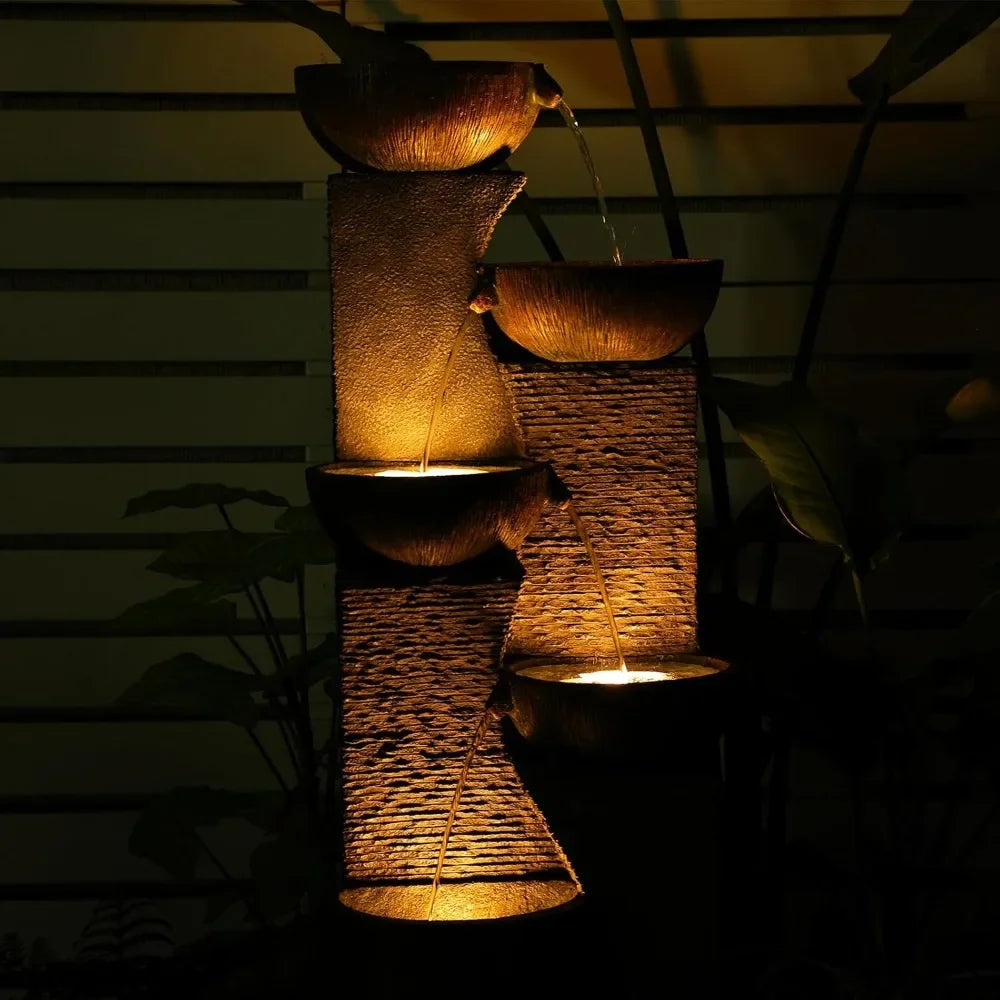 Outdoor Garden Water Fountain with Lights