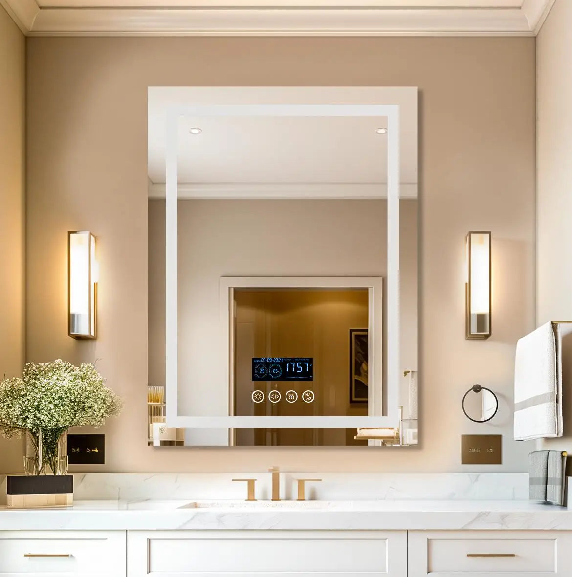 Square LED Lighted Bathroom Mirror