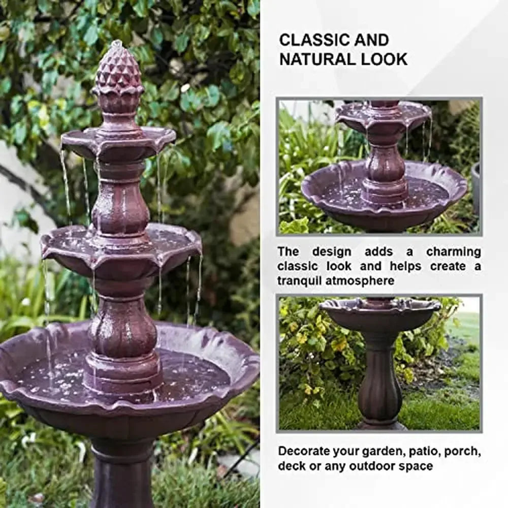 3-Tier Outdoor Water Fountain Pineapple Top