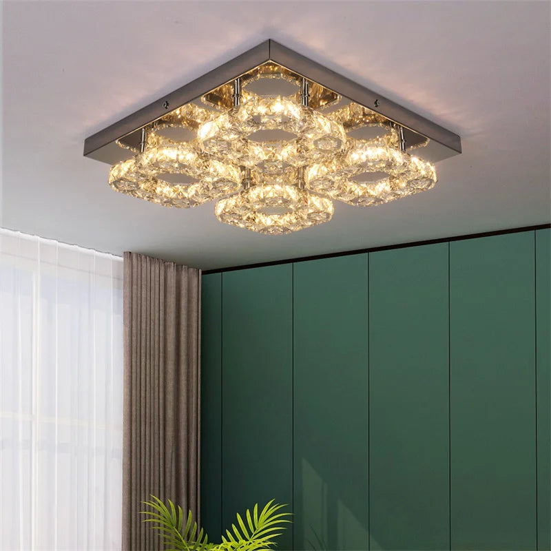 Modern Square Crystal Led Ceiling Light