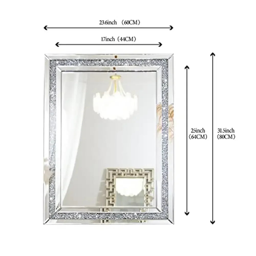 Crushed Diamond Beveled Wall Mirror Decor