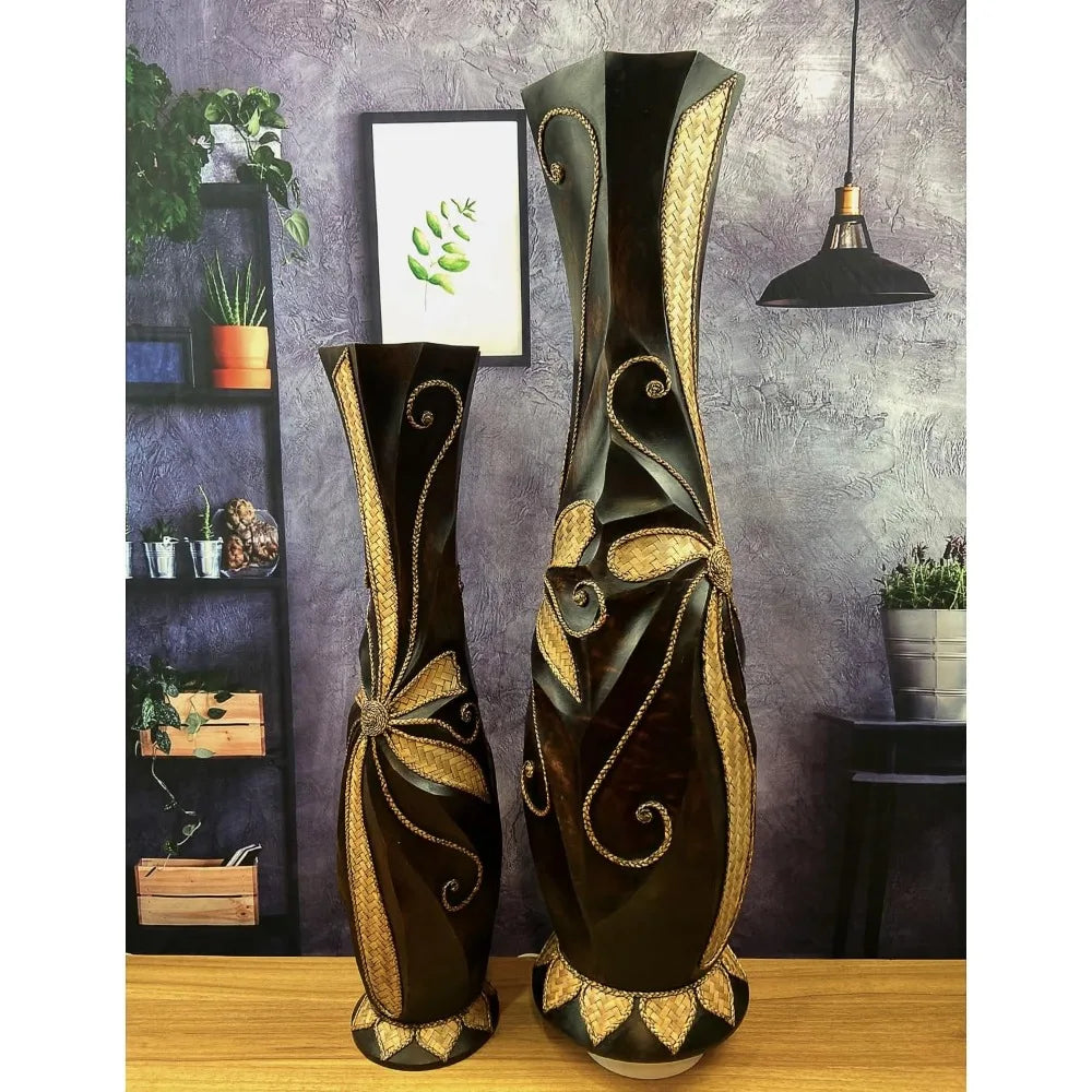 Vases Extra Large Floor Vase Living Room Home Decor Bedroom Outdoor Pampas Grass (Brown) Handmade Tall Corner Vase for Floor