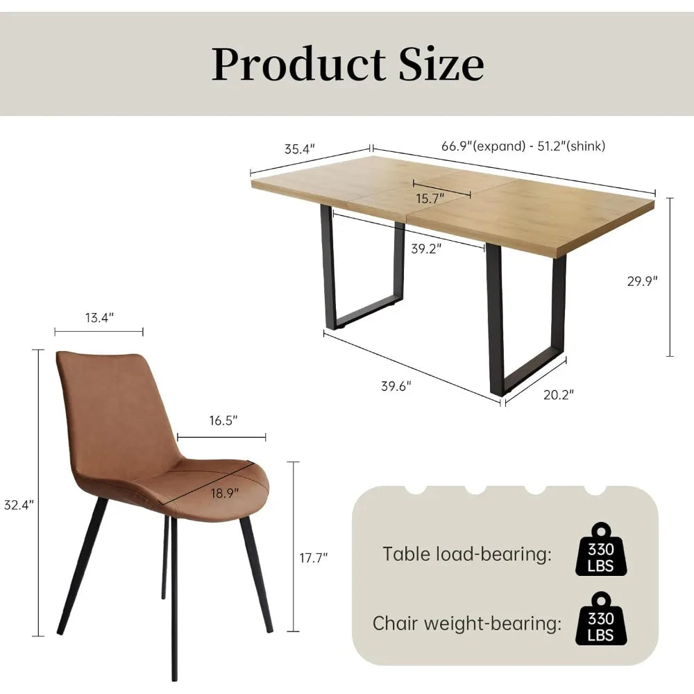 Modern Dining Table Set for6 Kitchen Dining Room Table Set Extendable Wood Dining Table and6Upholstered Chairs,Kitchen Furniture