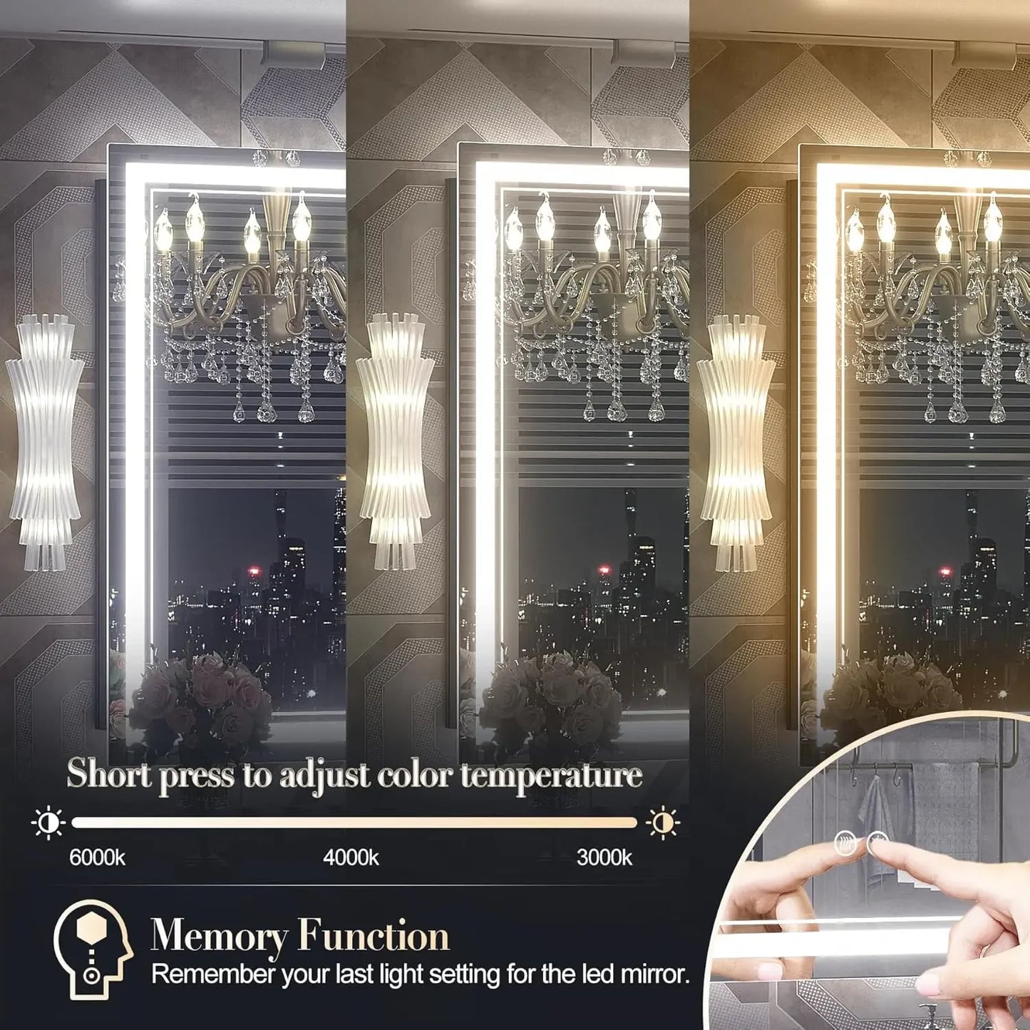 84 x 32 LED Bathroom Mirror for Large Wall