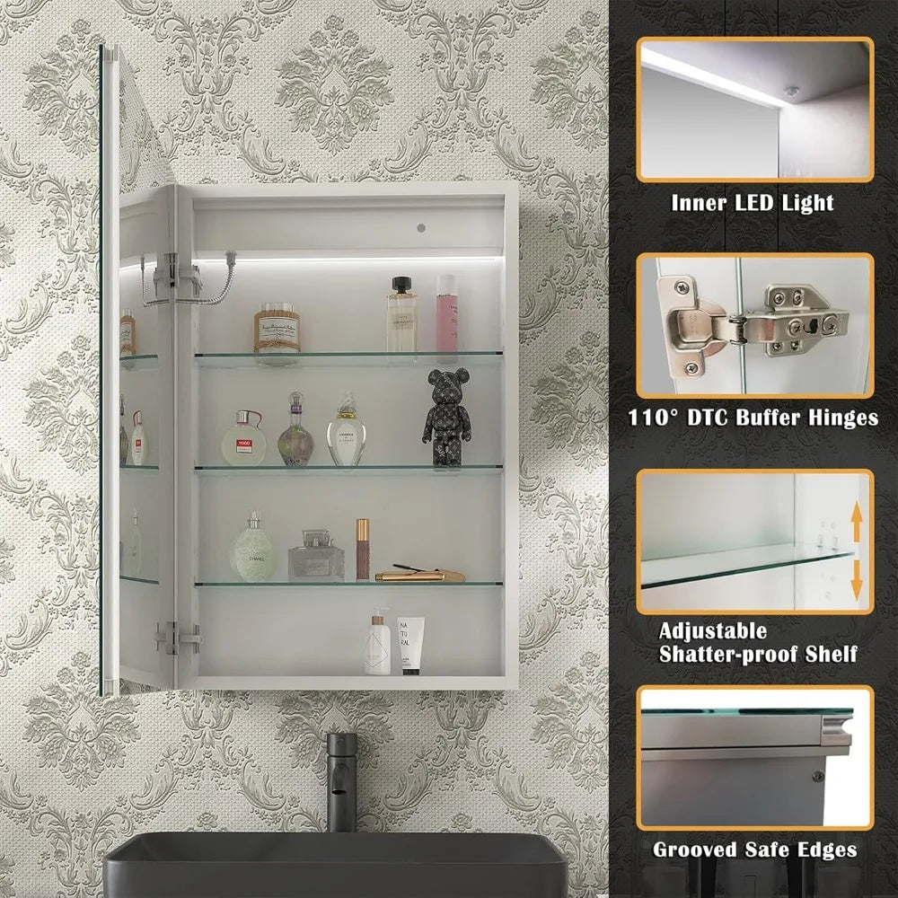 Bathroom Mirror, Defogger, Dimmer, Temps, Inner Light