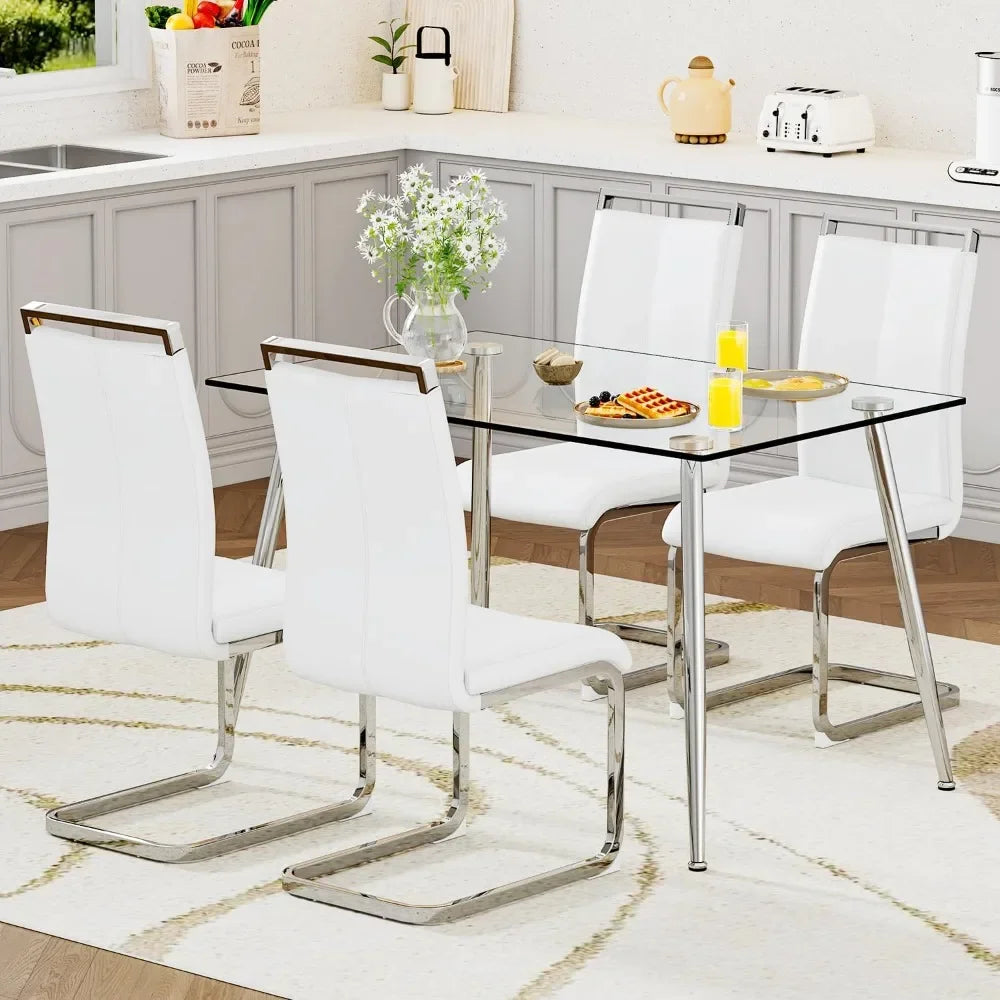 4-Piece Glass Top Dining Table Set