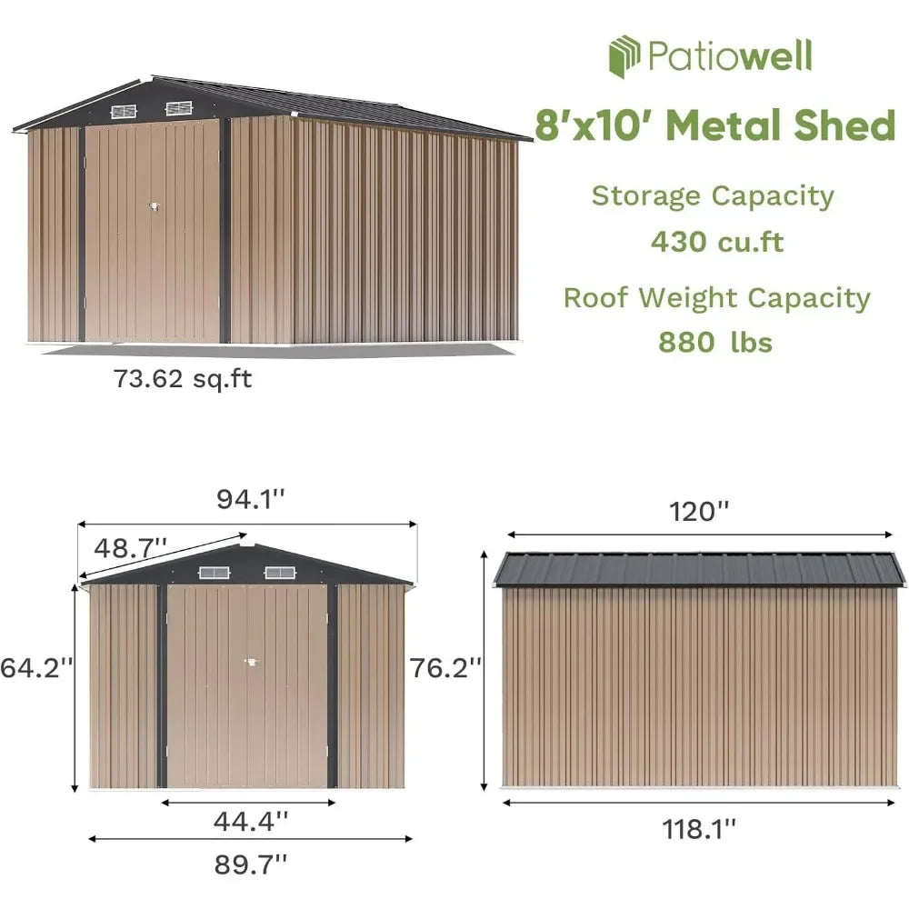 Large Garden Tool Metal Shed w/ Sloping Roof