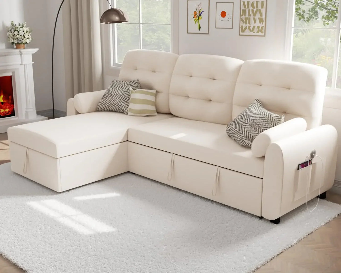 Sectional Sofa Couch Sleeper Bed