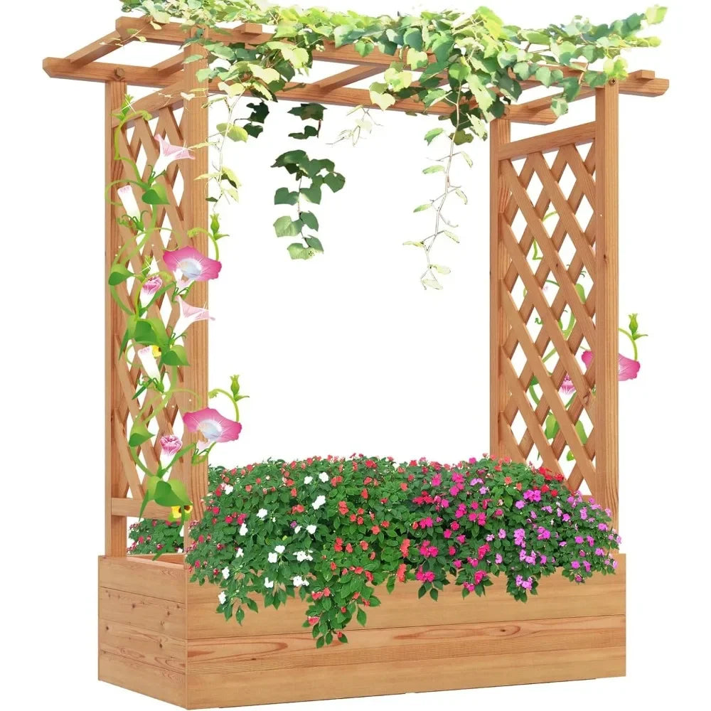 Garden Bed With 2-Sided Trellis