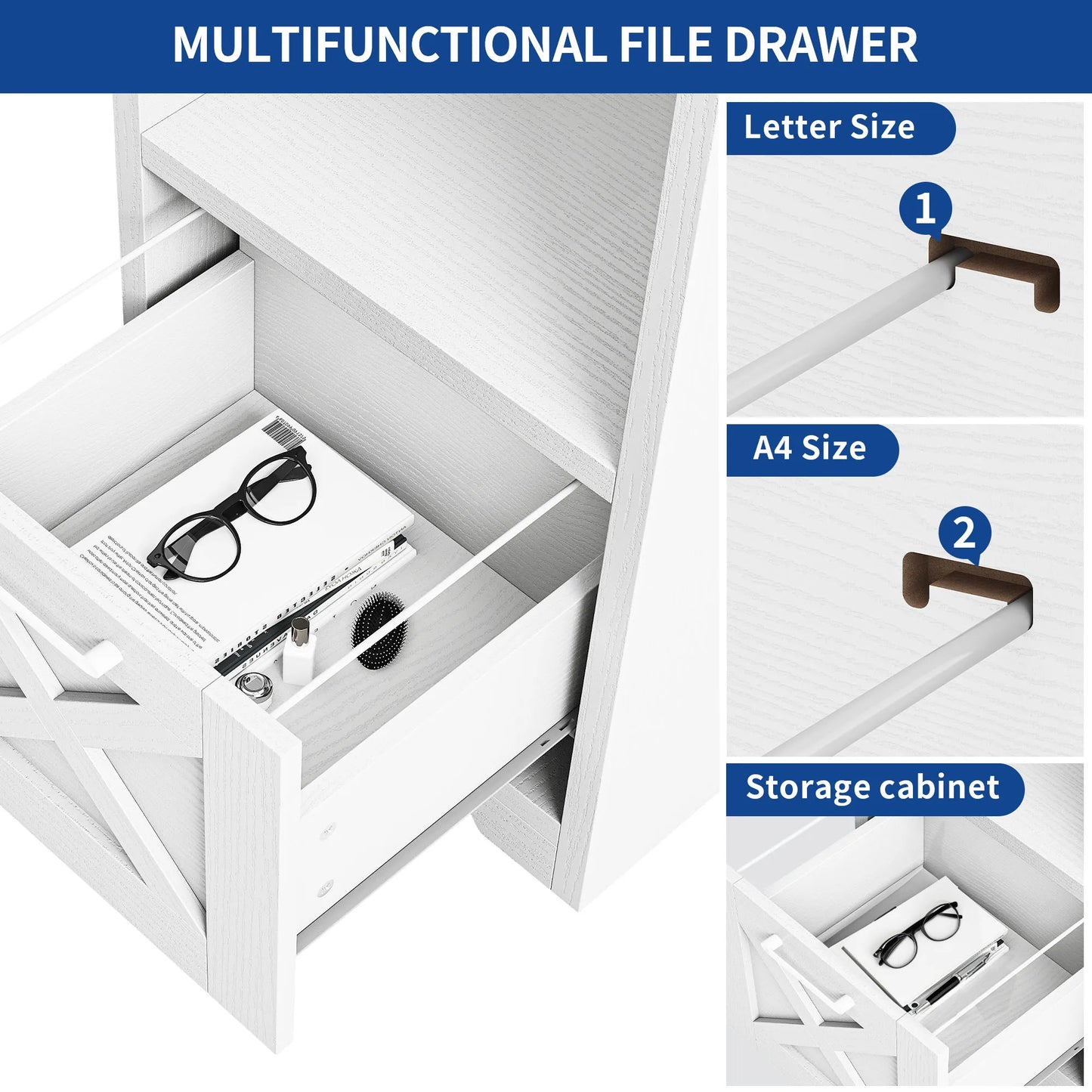 Executive Desk with File Cabinet, Outlets