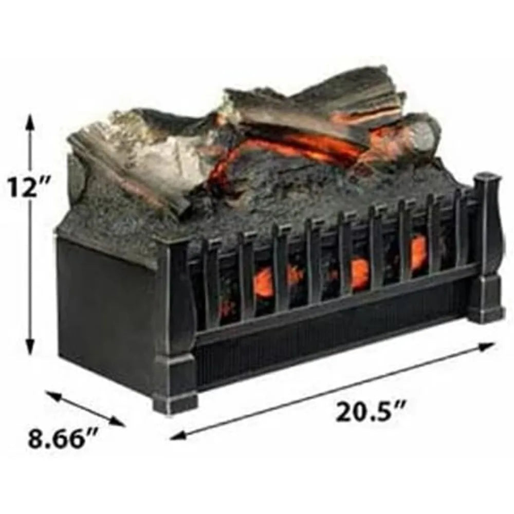 20" Electric Fireplace Log Set Insert and Fire Crackler Combo with Infrared Quartz Set Heater and Realistic Ember Bed