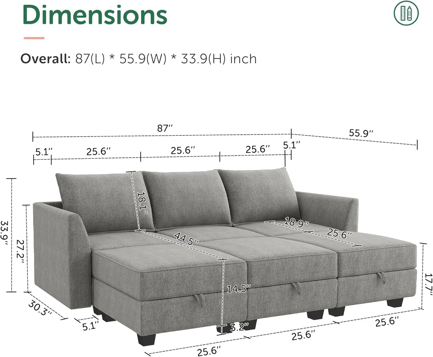 Modular Sectional Sleeper Sofa With Storage