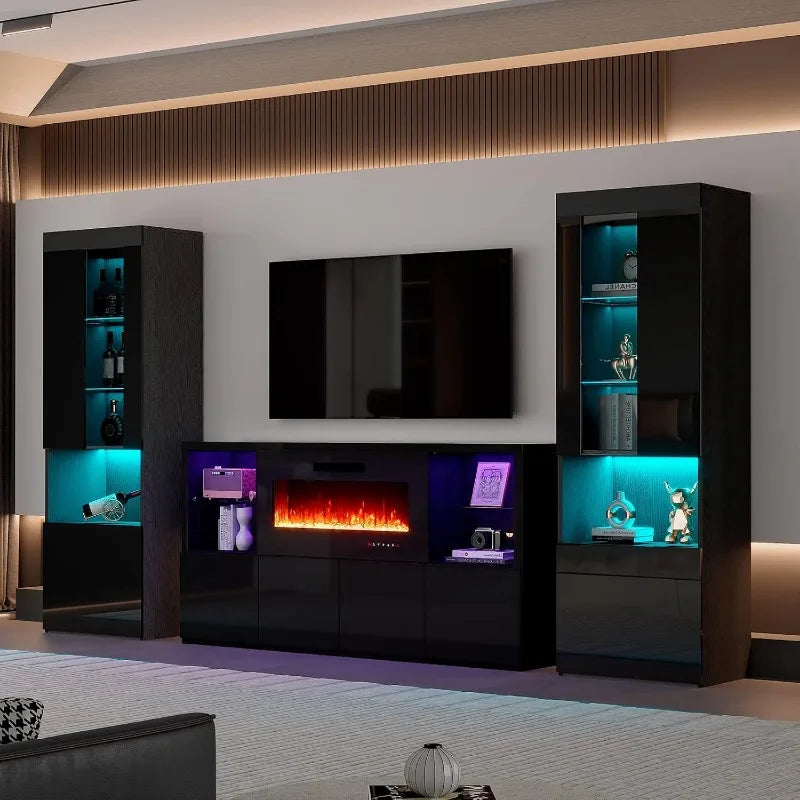 3 Piece Modern High Gloss Fireplace