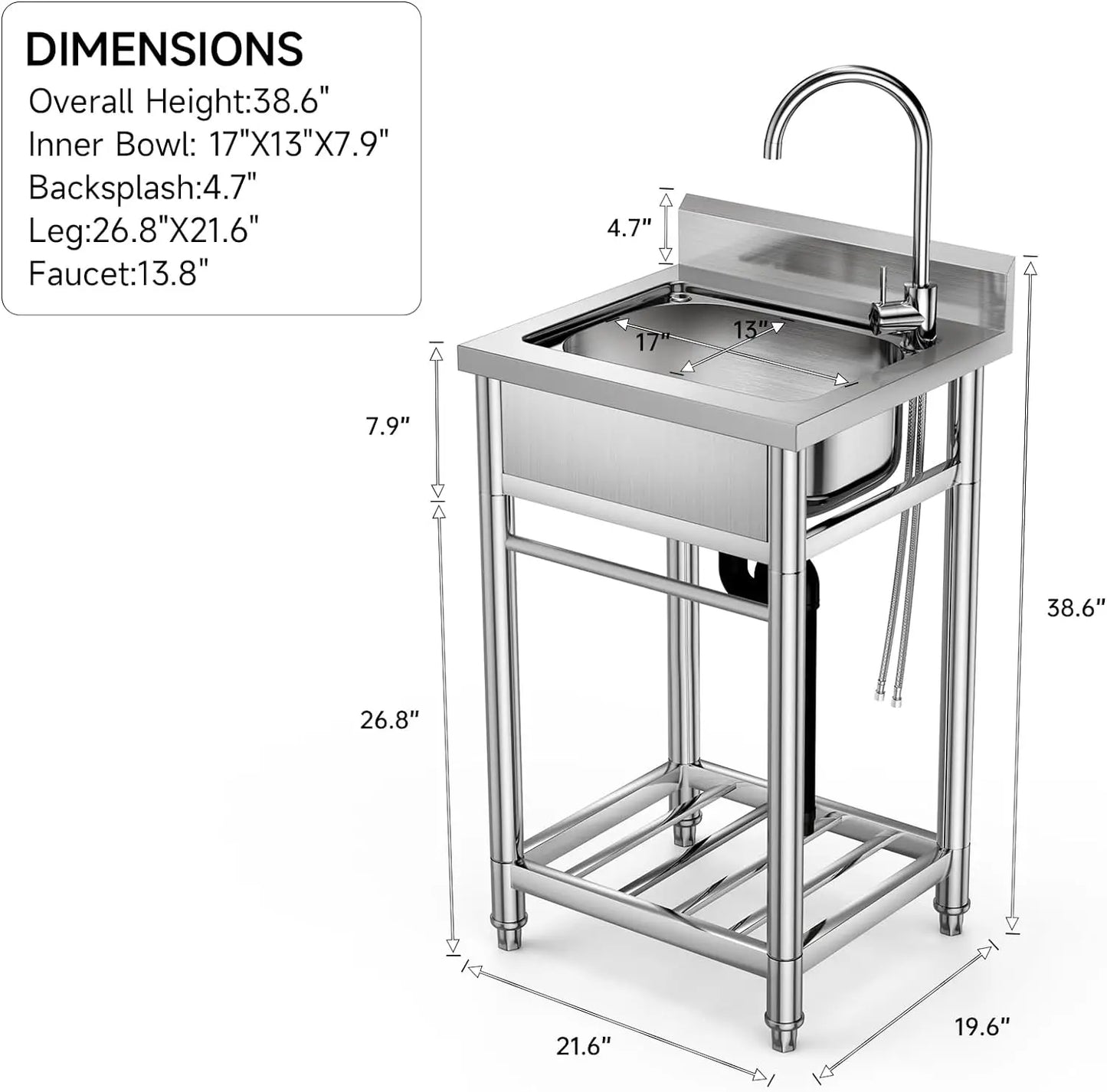 Kitchen Sink With Cold & Hot Water Pipe