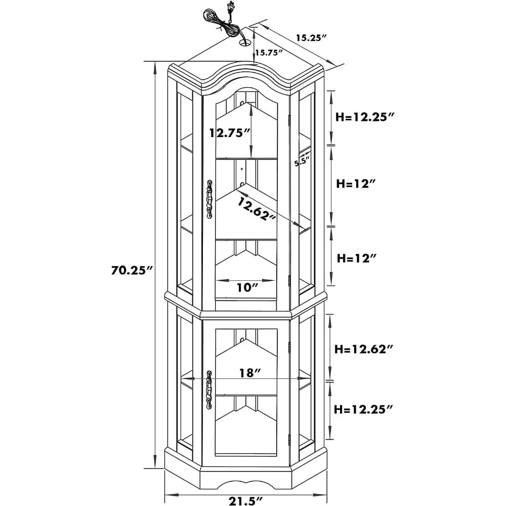 Corner Curio Cabinet Glass Display