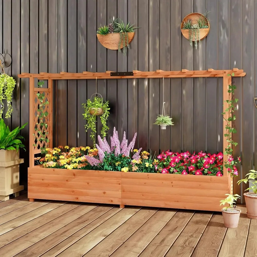 Garden Bed With 2-Sided Trellis