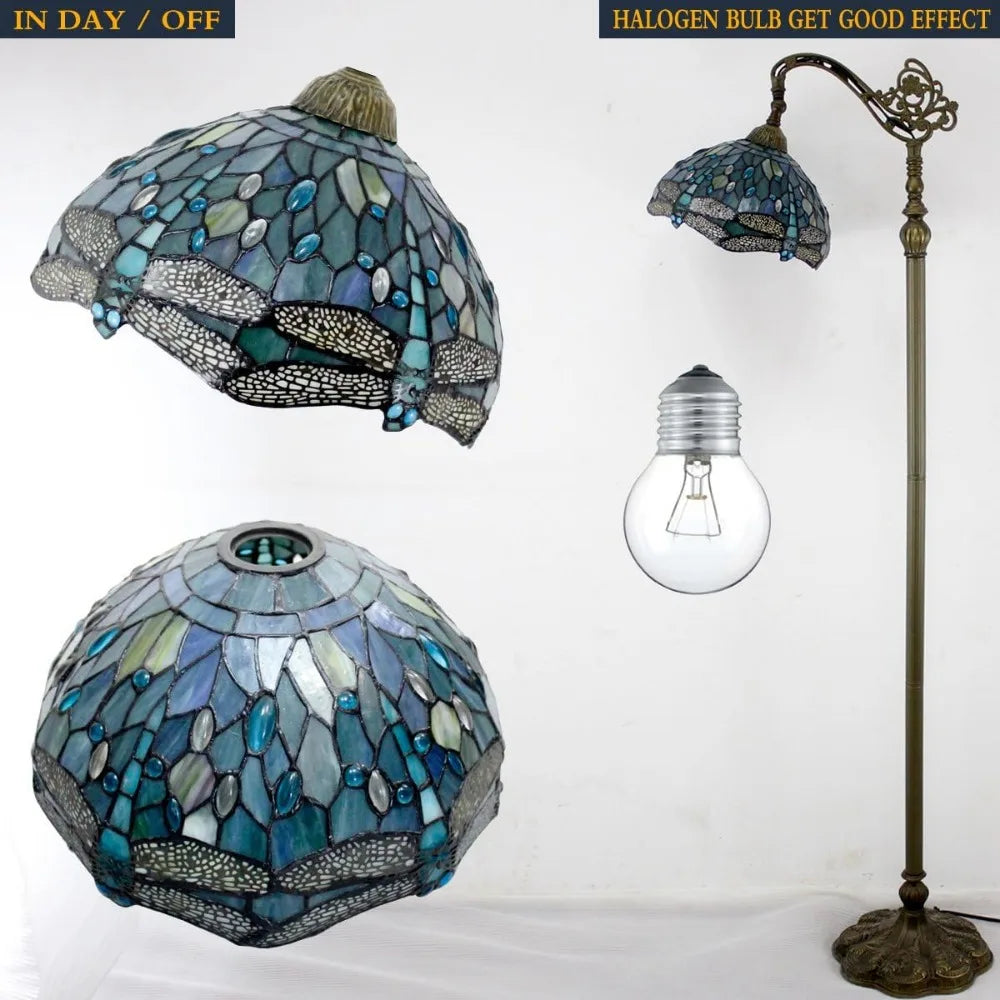 Tiffany Floor Lamp Sea Blue Stained Glass