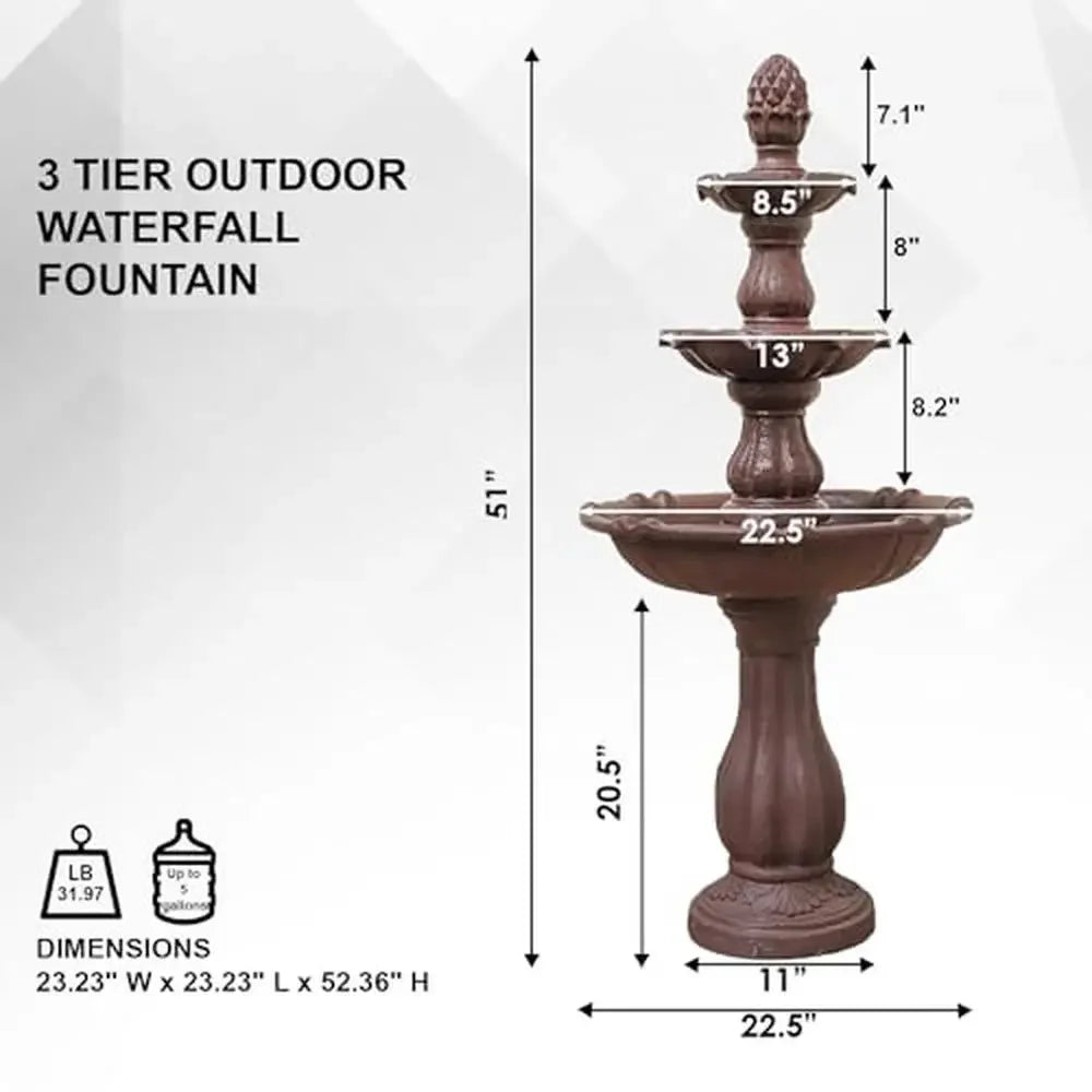 3-Tier Outdoor Water Fountain Pineapple Top