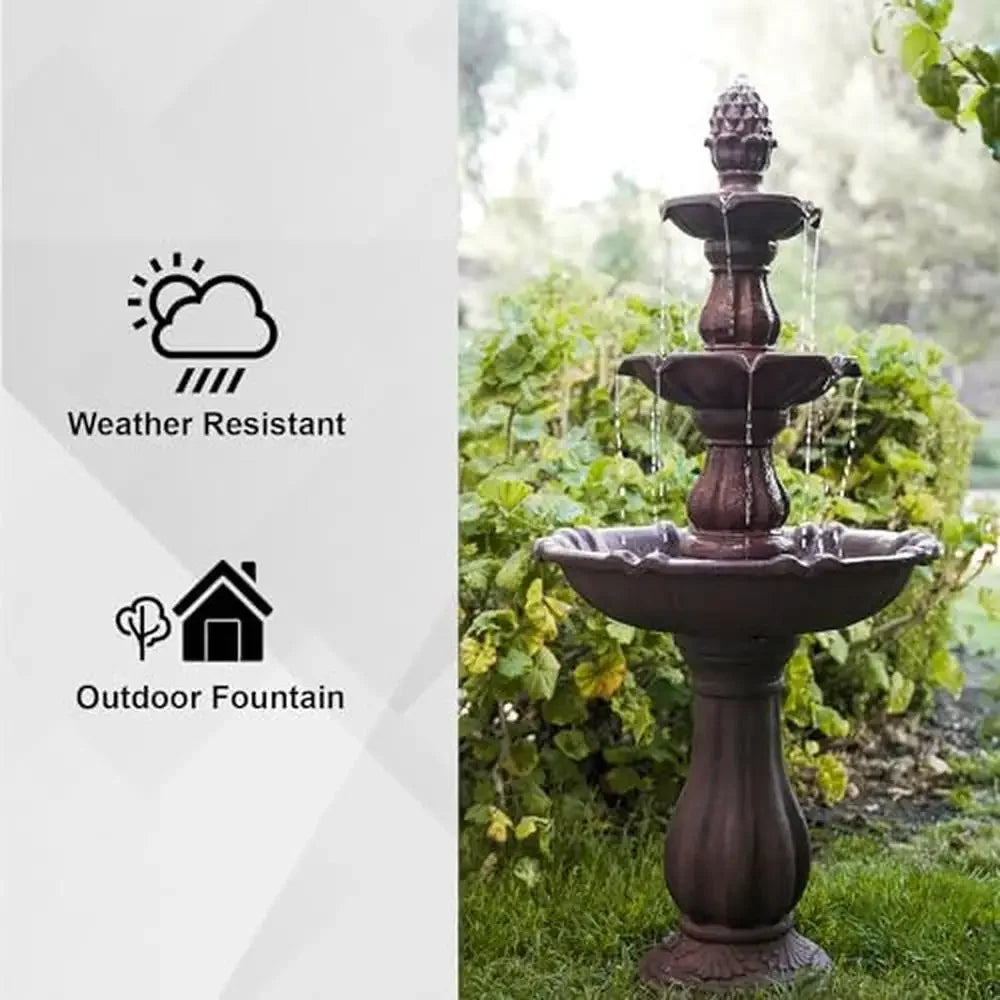 3-Tier Outdoor Water Fountain Pineapple Top