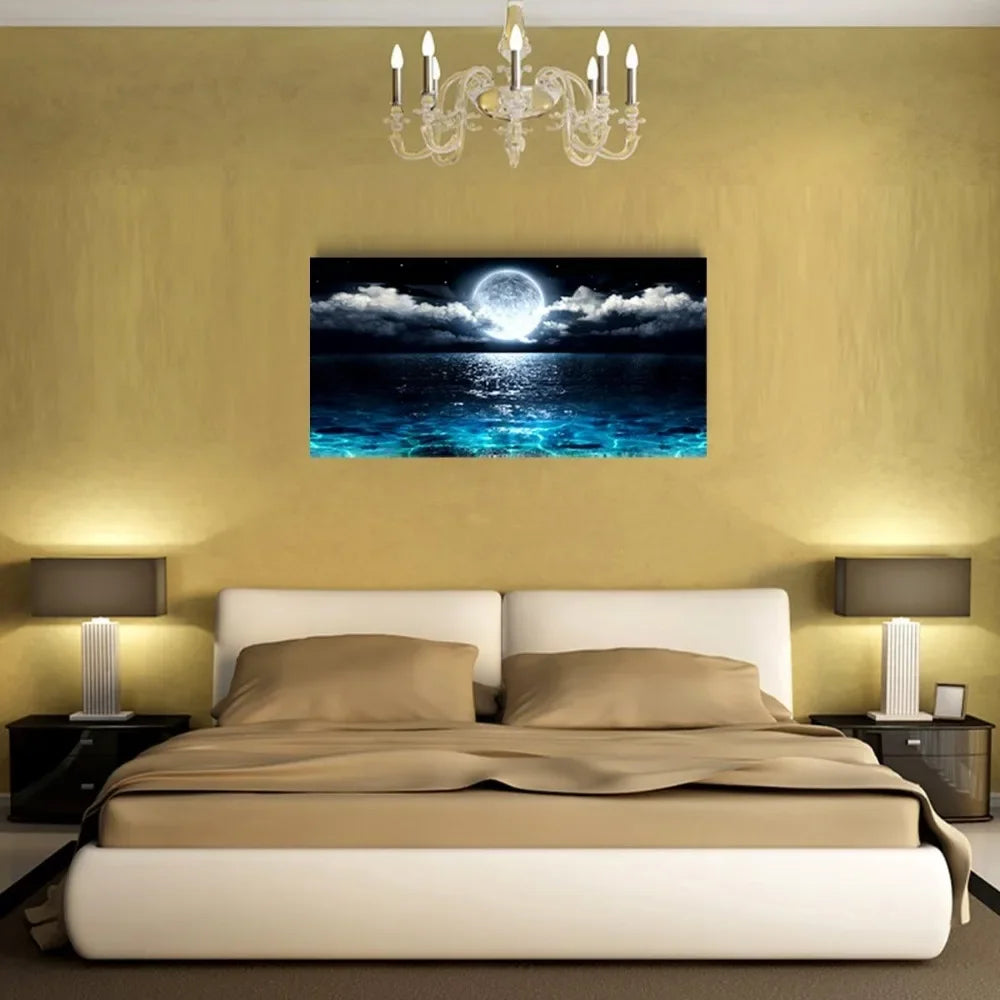 Wall Art Moon Sea Ocean Landscape Picture