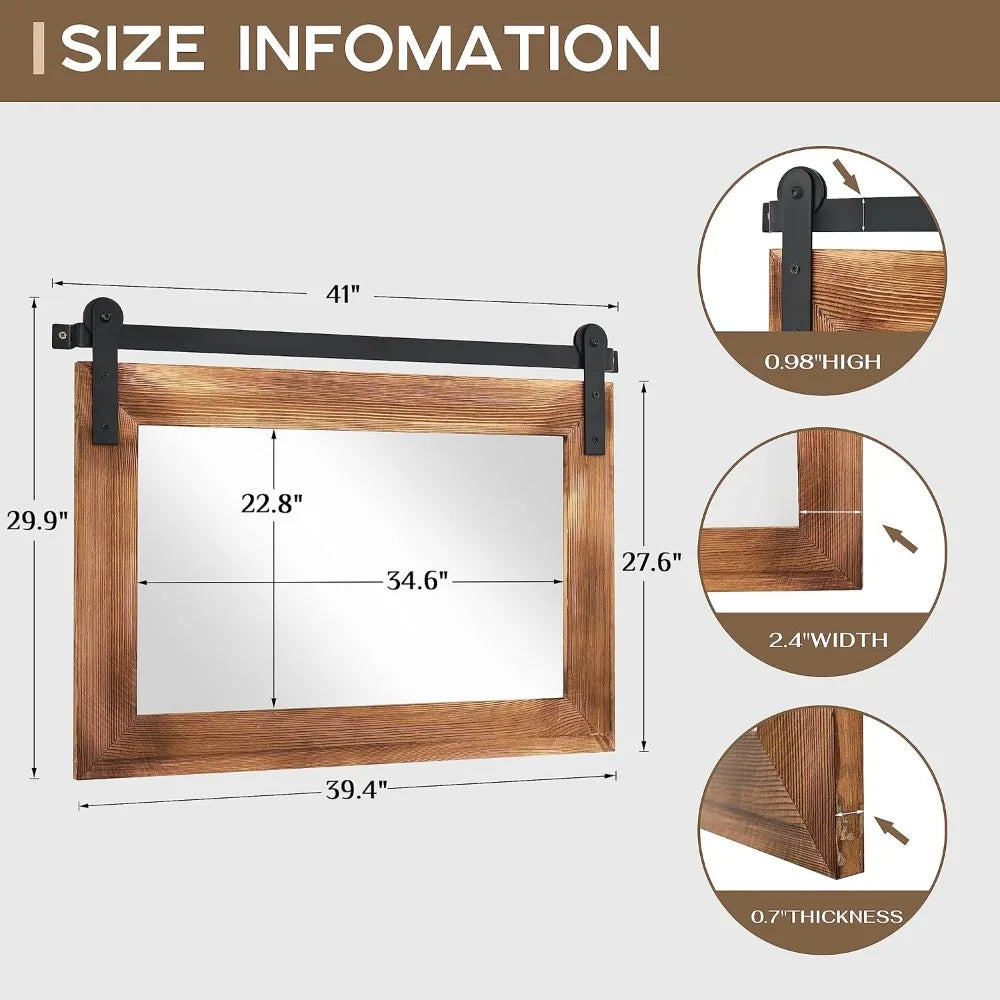 Farmhouse Bathroom Mirror Wall Decor (Brown)