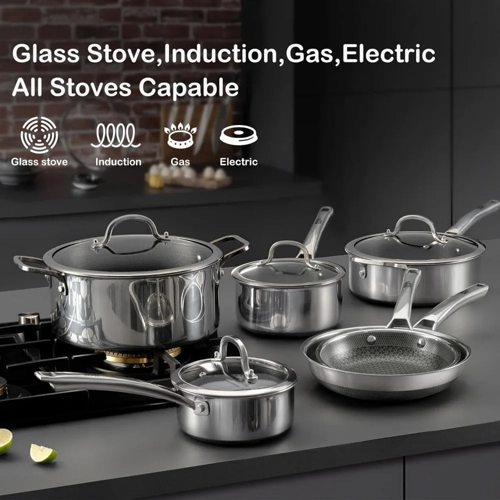 10 Pcs Hybrid Stainless Steel Cookware Sets