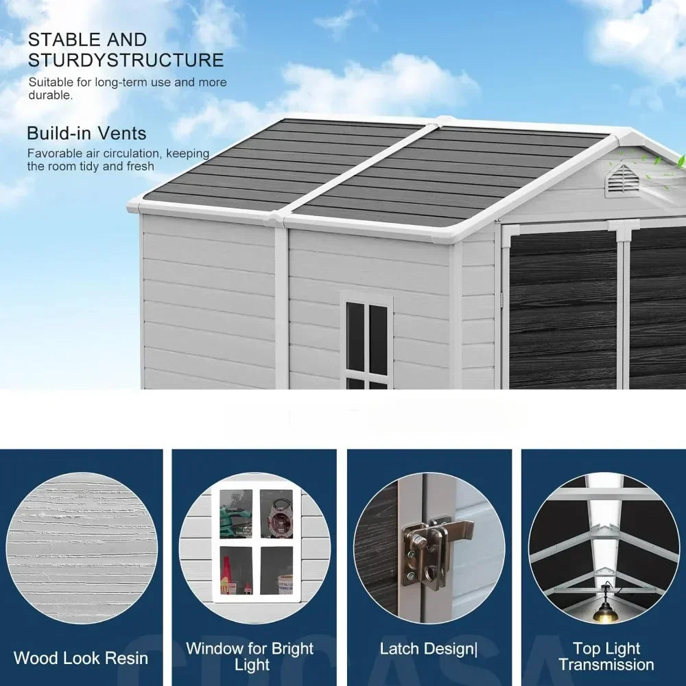 Waterproof Shed, Floor, Lockable Door, Window ,Vents