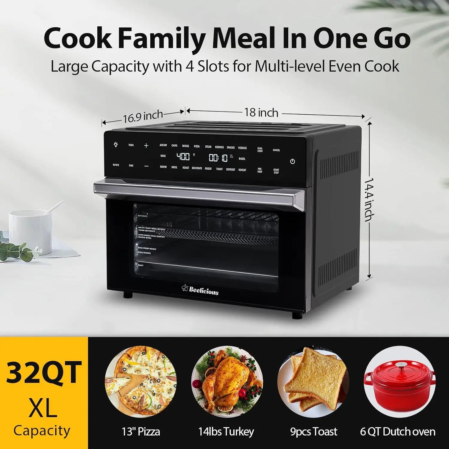 19-In-1 Air Fryer Toaster Oven Combo Digital