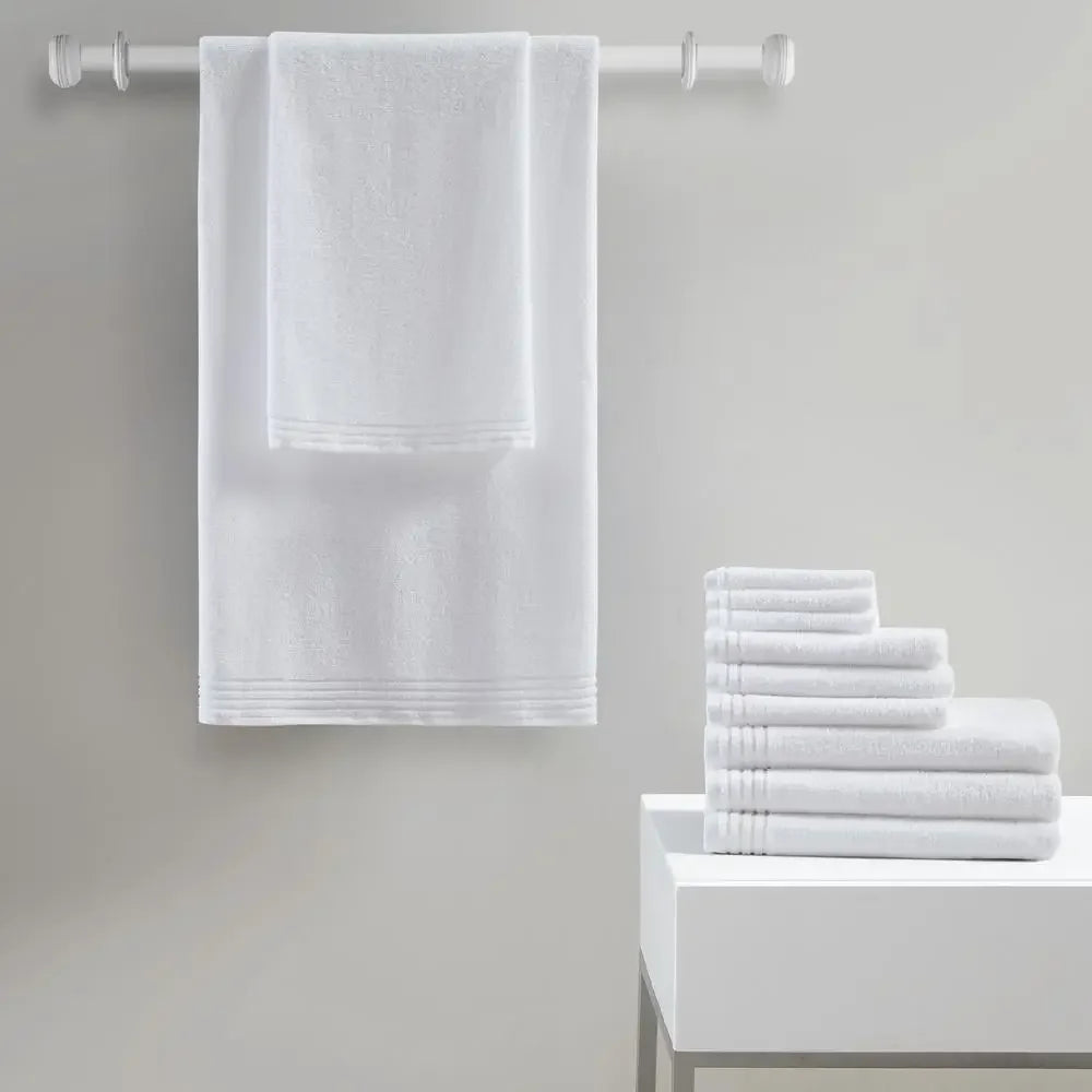 White Cotton Bath Towel Set Quick Dry