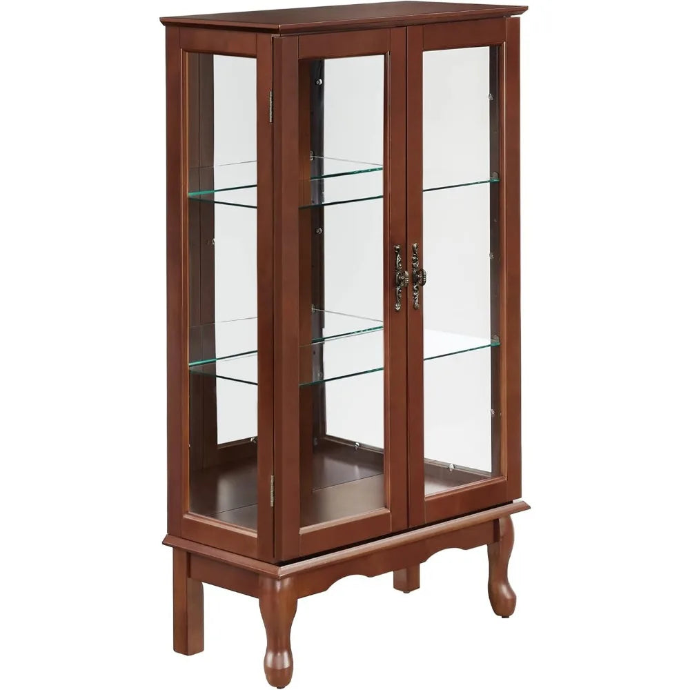 Wooden Lighted Curio Display Storage Cabinet