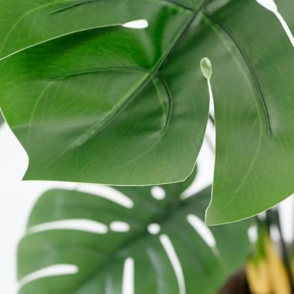 Flower Pattern Planter, Fake Monstera Silk Tree