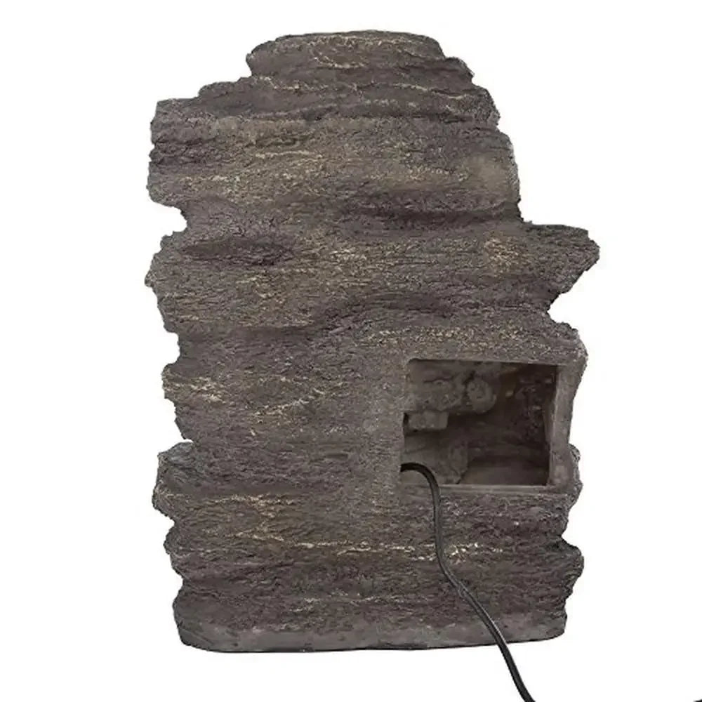 Outdoor Rock Fountain Cascading Waterfall Natural Stone Soothing Sound Patio Garden Decor Adjustable Pump All-Weather Material