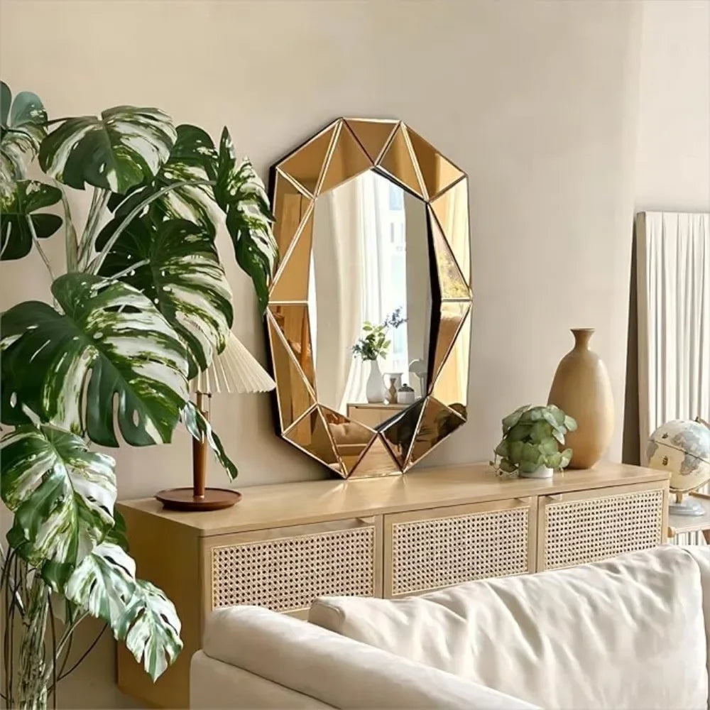 Oval Diamond Shaped Large Wall Mirror