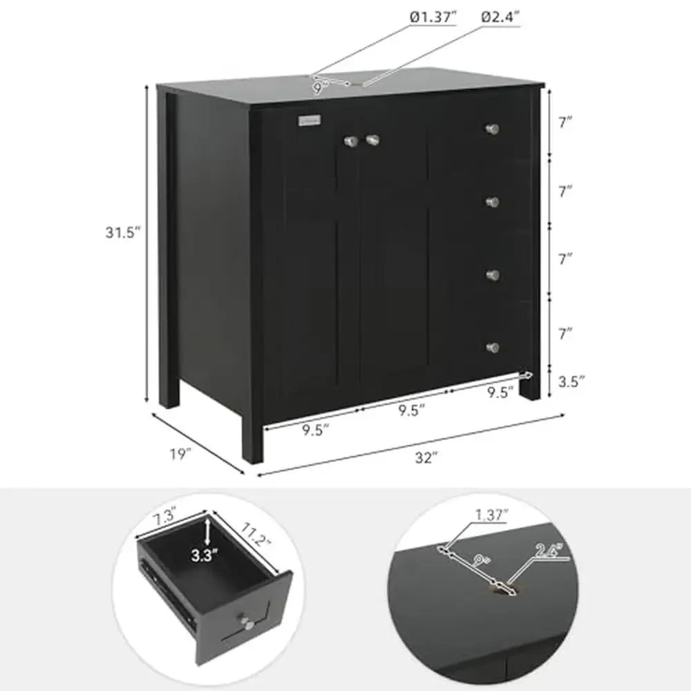 32-Inch Modern Black Bathroom Vanity Set