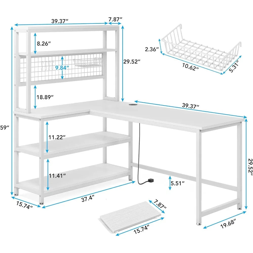 55" Computer Desk With Wireless Charging