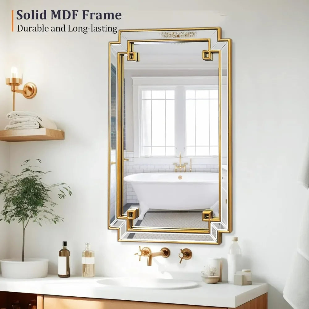 Gold Rectangle Vanity Mirror