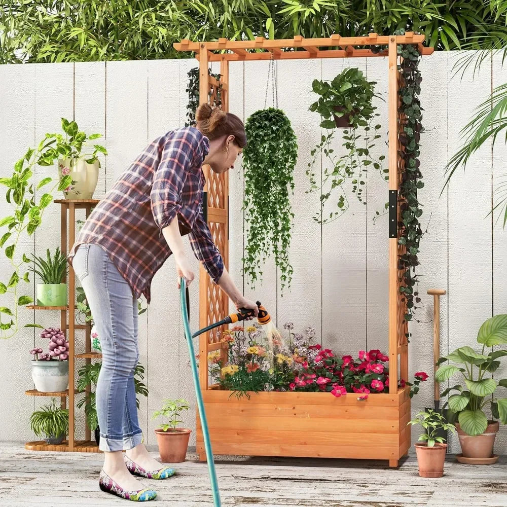 Garden Bed With 2-Sided Trellis