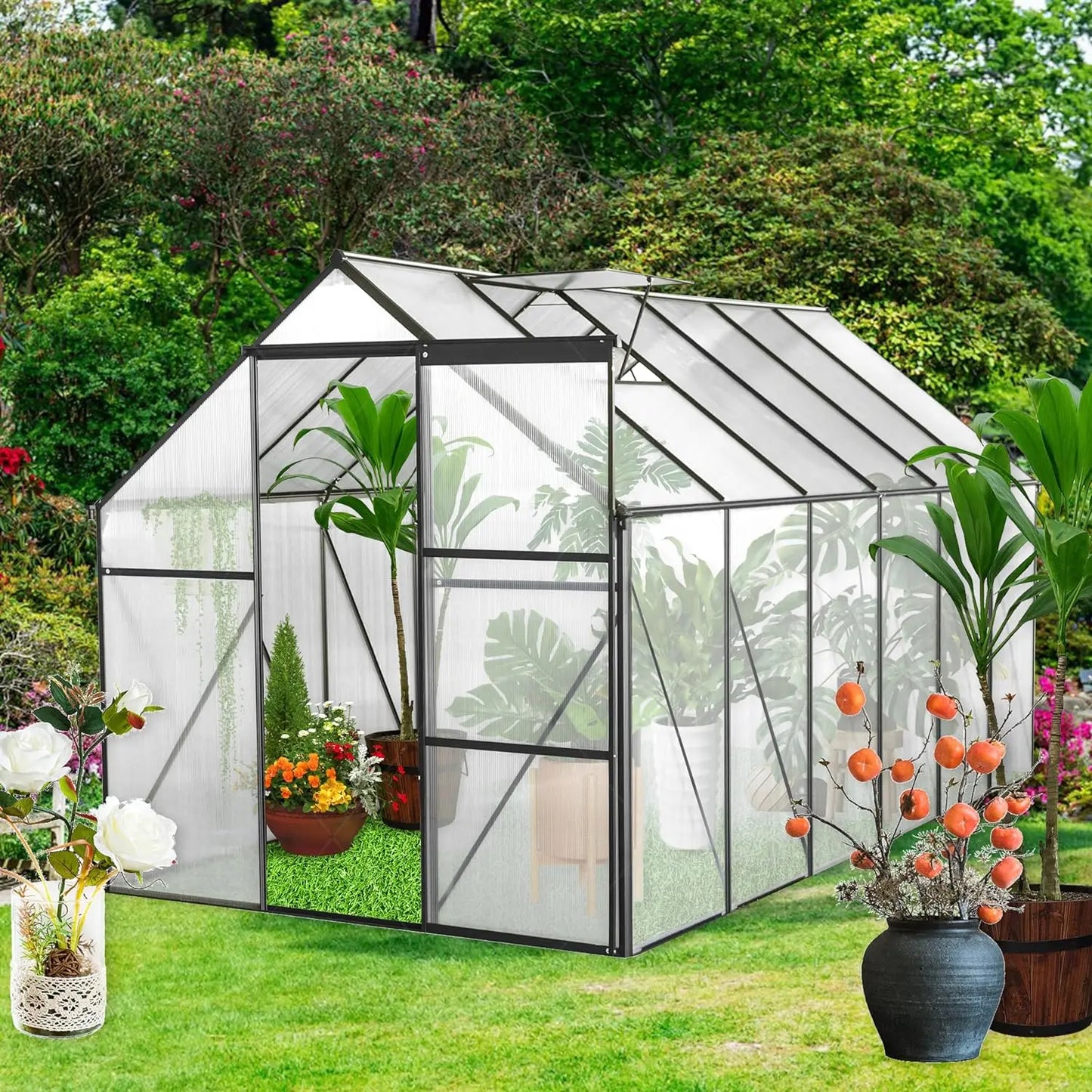 6x12 FT Backyard Heavy Duty Greenhouse with Vents