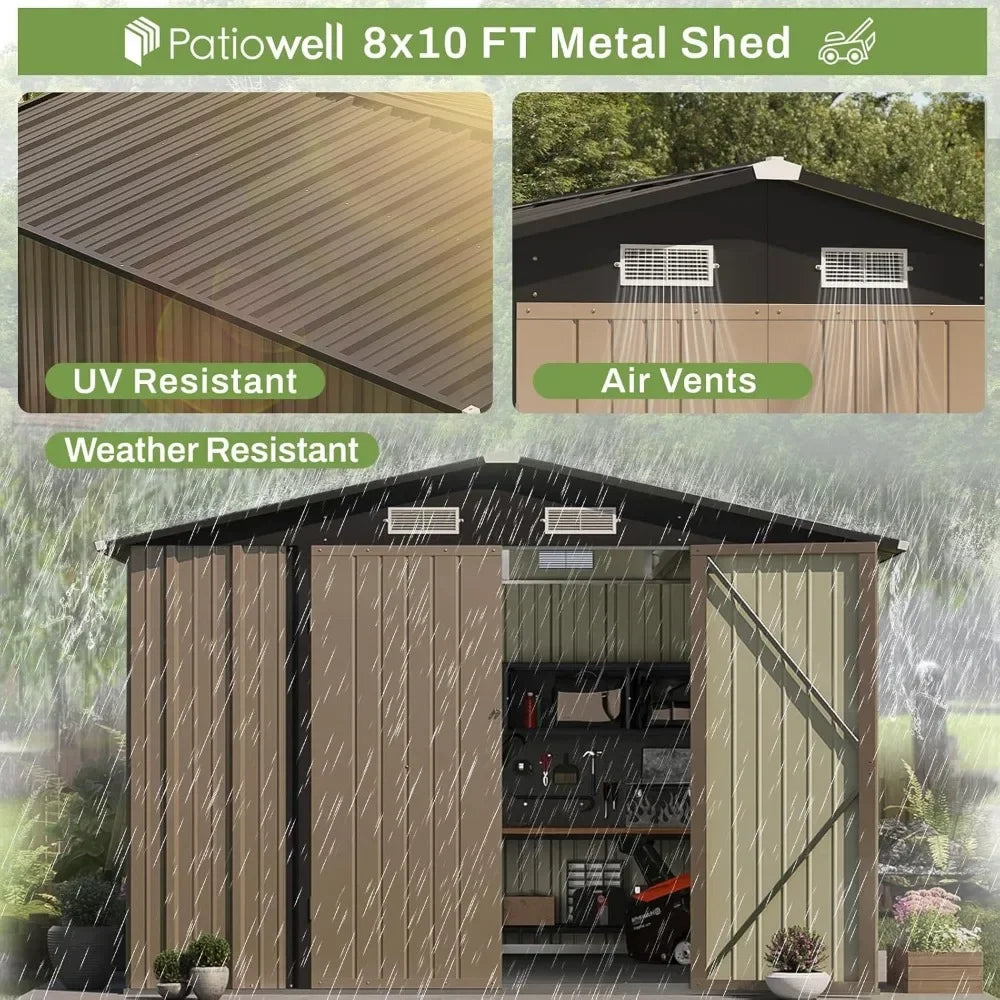 Large Garden Tool Metal Shed w/ Sloping Roof